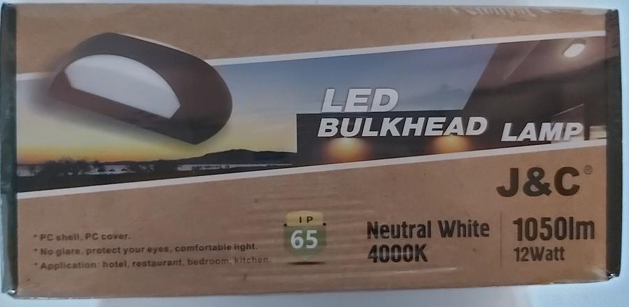 J&C LED Bulkhead Lamp Neutral White 12W IP65