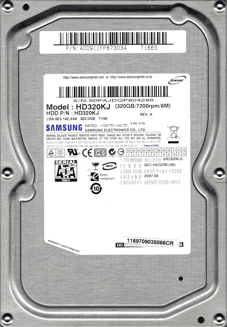 Hard Disk Samsung HD322GKJ Used A SATA 320GB HDD 3.5"