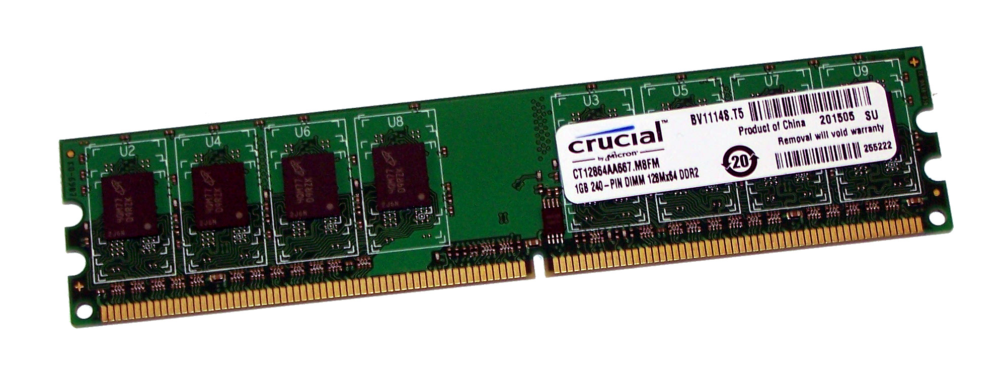 PC2-5300U (DDR2-677MHz) 1GB  Unbuffered (Non ECC) Desktop Memory Module Mixed Brand Used A