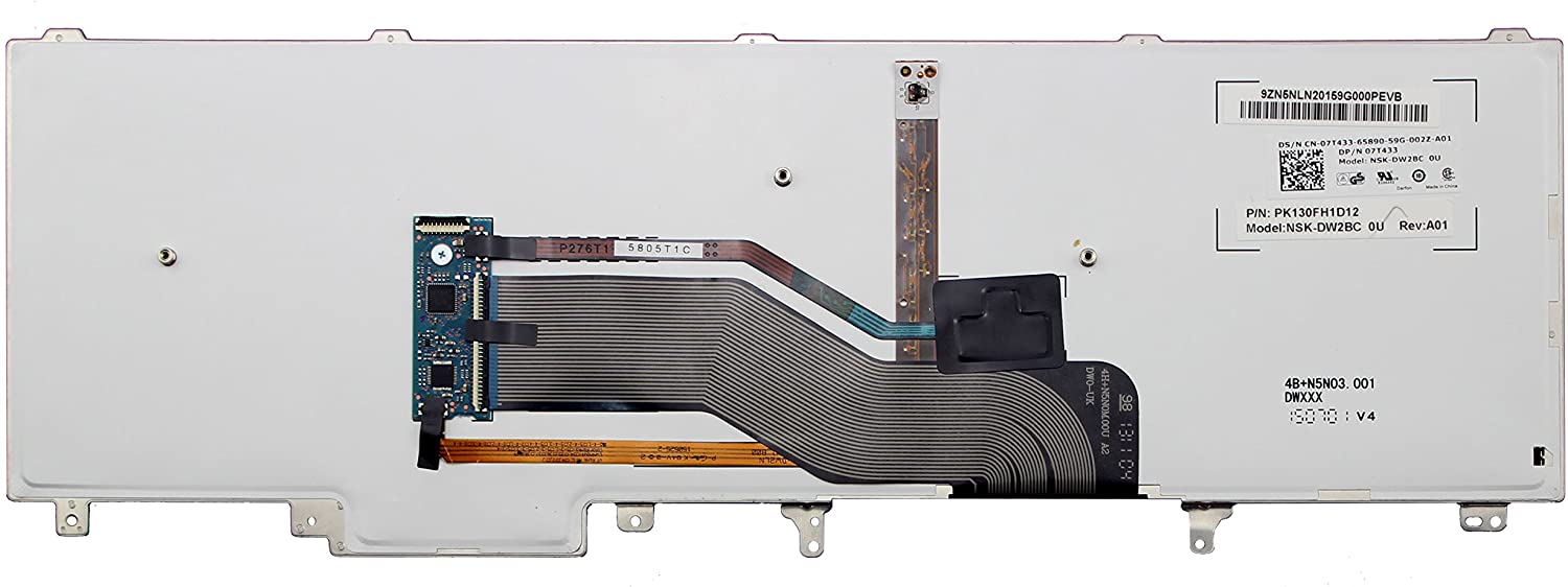 WishingDeals Laptop Replacement Keyboard for Dell P/N: PK130FH1B12 NSK-DW0BC 0U PK130FH1D12 NSK-DW2BC 0U 07T433 PK130VI1B12 NSK-DW4BC 0U 9Z.N5NBF.00U,UK Layout with Backlit & Mouse Point Used A