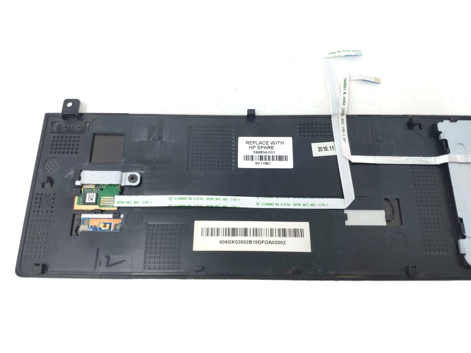 Hp 599804-001 Hp Probook 4520s Upper Case Palm Rest & Mouse Pad  + Fingerprint Sensor  Used A