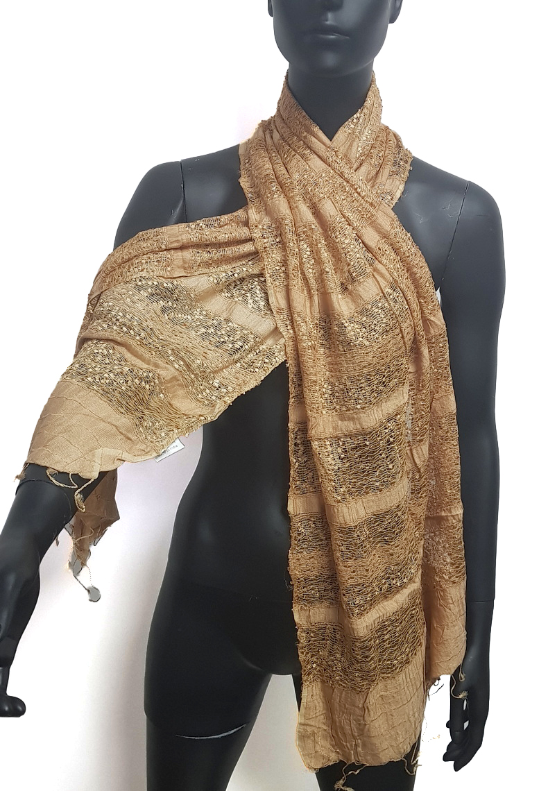 Articiones Indian Dupatta Scarf Brown Silk New 170cm 50cm