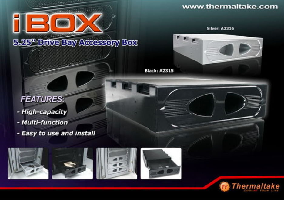 Thermaltake iBOX 5.25 Drive Bay Accessory Box Silver