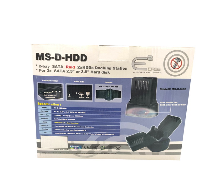 E2 Case HDD Enclosures MS-D-HDD 2XHDDs Disk Docking Station New