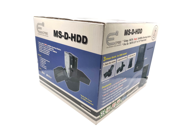 E2 Case HDD Enclosures MS-D-HDD 2XHDDs Disk Docking Station New