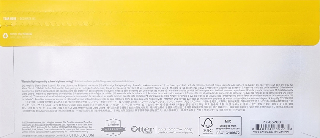 OtterBox Amplify Glass with Glare Guard X10 for iPhone 13/13Pro/14/14Pro p/n 77-85783 New