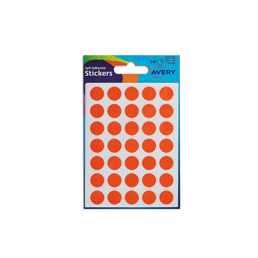 Avery Stickers 32 505 Orange 13Mm 245 Dots