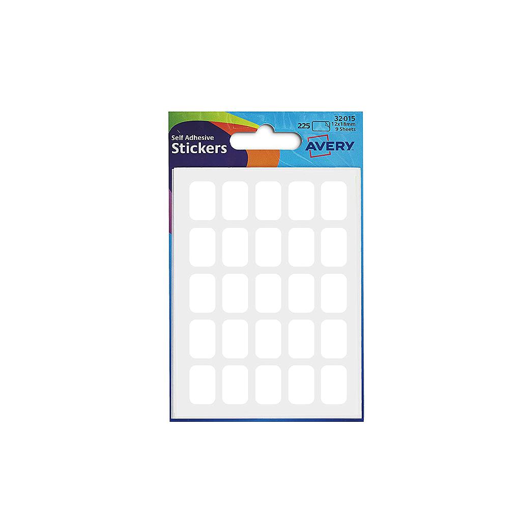 Avery Stickers 32 015 White 12X18 Mm 225 Rectangular