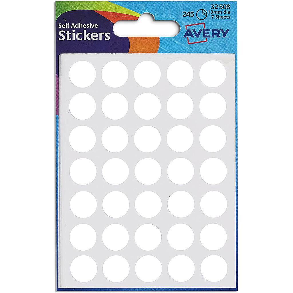Avery Stickers Round White 13Mm 245 stickers
