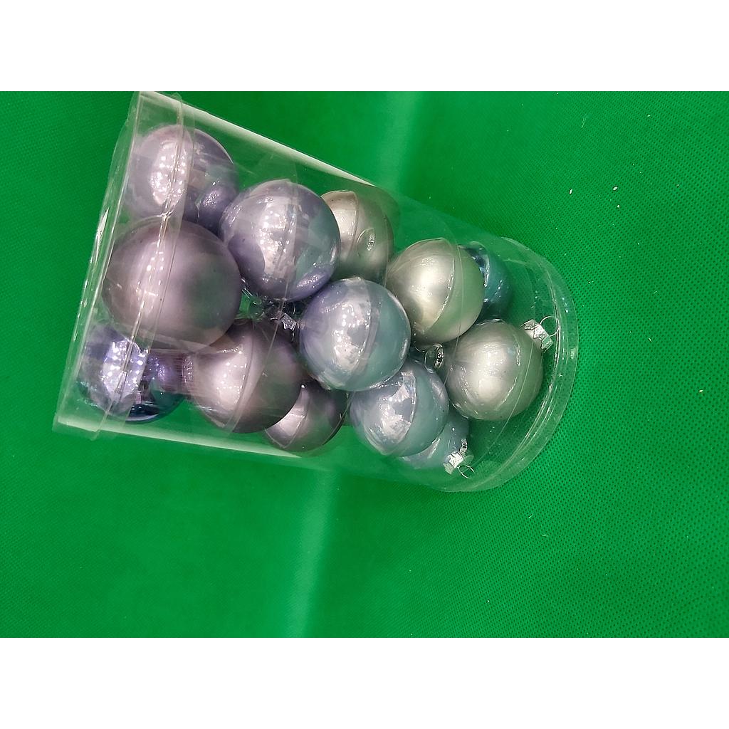 Blue And Grey Christmas Tree Balls Set Of 20