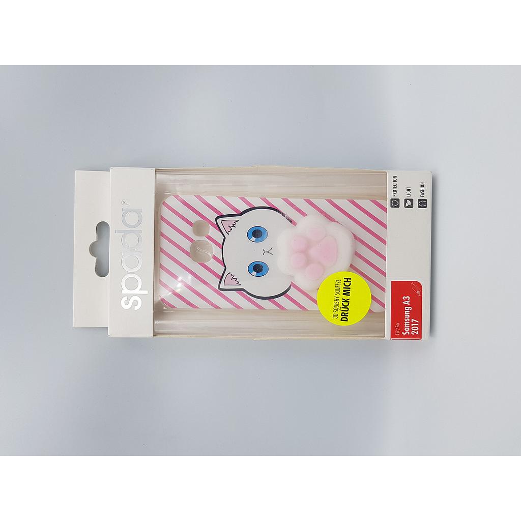 Samsung A3 2017 A320 3D Cat Silicone Back Cover Case Pinkwhite 4 7