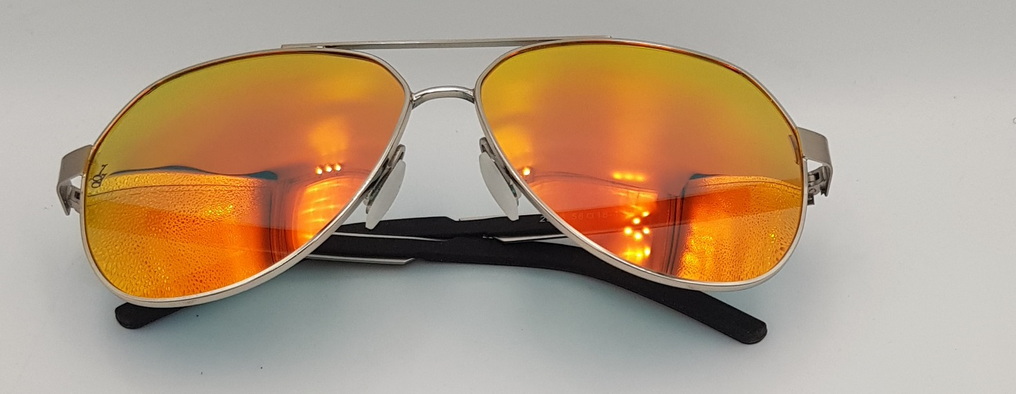 Lux Lenses UK SunGlasses Model WPF 2556 Red Silver Aviator Metal