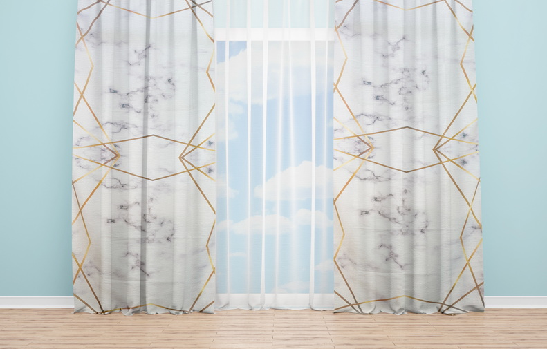 OYO Home SL FPR 84A New 240cm Marble with Gold Lines Curtains 280cm