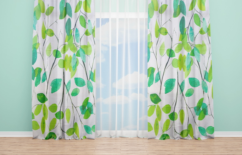 OYO Home SL FPR 47A New 240cm Green Leaves Curtains 280cm