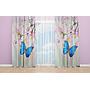 OYO Home SL FPR 24A New 240cm Blue Butterfly on Bloom Tree Curtains 280cm