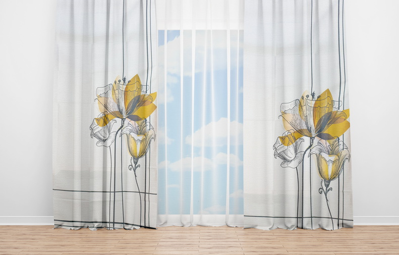 OYO Home SL FPR 91A New 240cm Lotus Flower Curtains 280cm