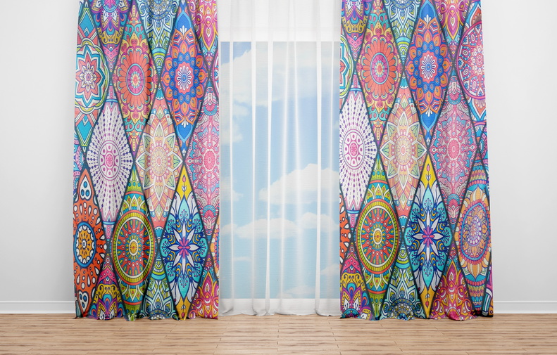 OYO Home SL FPR 17A New 240cm Floral Mandala Patchwork Curtains 280cm