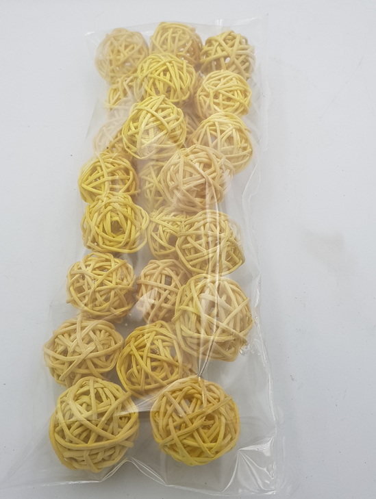 Yellow Wicker Rattan Balls Home Christmas Wedding Party Decorative Crafts 24Pcs