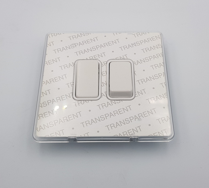 Ultimate Screwless Flat Plate Switch 2 Gangs White Transparent Interior 10 AX at 230 V AC