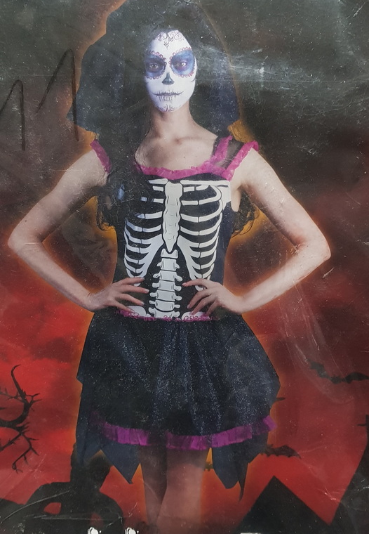 Carnival Costume Skull Bride Dress Veil Large
