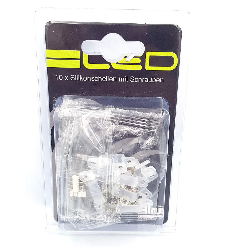 Bleil 10 x silicone clamps with screws and LED connector x 2 Suitable for LED Strips